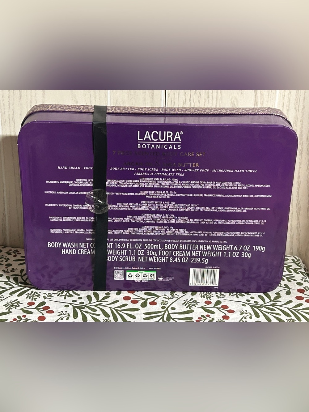 Lacura Argan Oil Body Wash Set Botanical luxury 7Pc Gift box loofah cloth Scrub - Picture 2 of 5